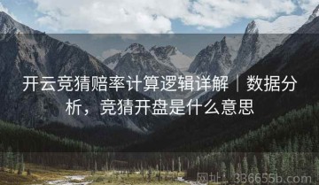 开云竞猜赔率计算逻辑详解｜数据分析，竞猜开盘是什么意思